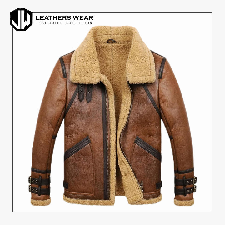 Brown Flying Sheepskin Leather Jacket