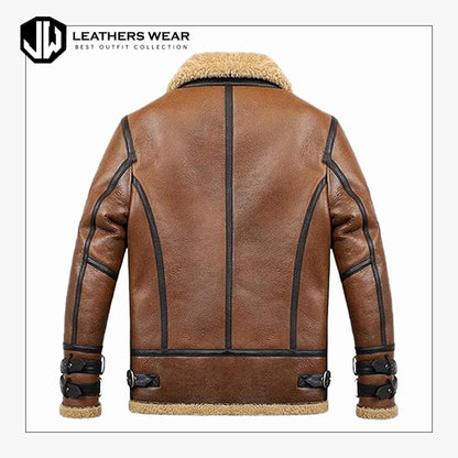 Brown Flying Sheepskin Leather Jacket