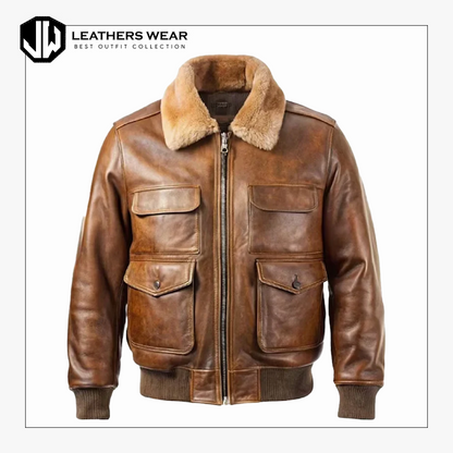 Brown Leather Aviator Jacket