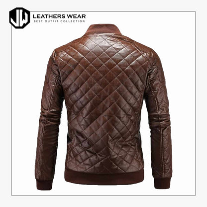 Brown Leather Bomber Jacket Mens