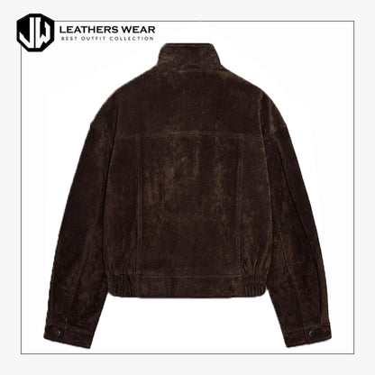 Brown Leather Bomber Jacket Womens