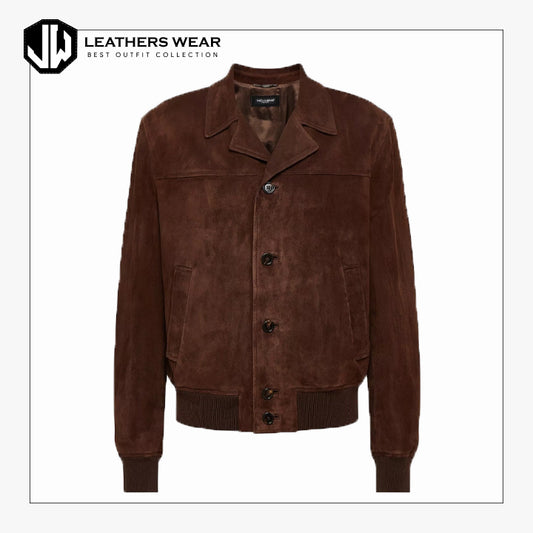 Brown Leather Jacket Men Pure Suede