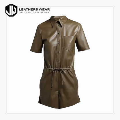 Brown Leather Jumpsuit