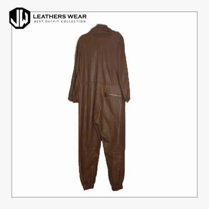 Brown Leather Jumpsuit