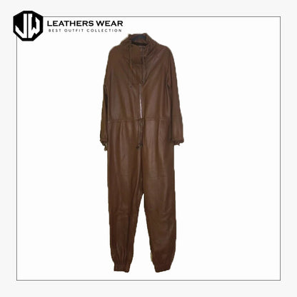 Brown Leather Jumpsuit