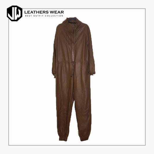 Brown Leather Jumpsuit