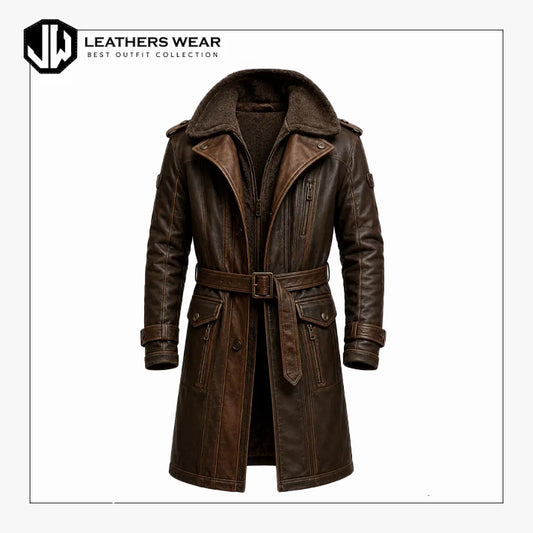 Brown Leather Trench