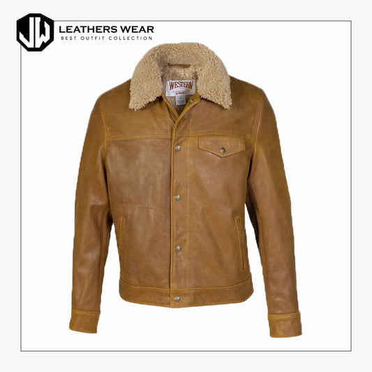 Brown Leather Trucker Jacket