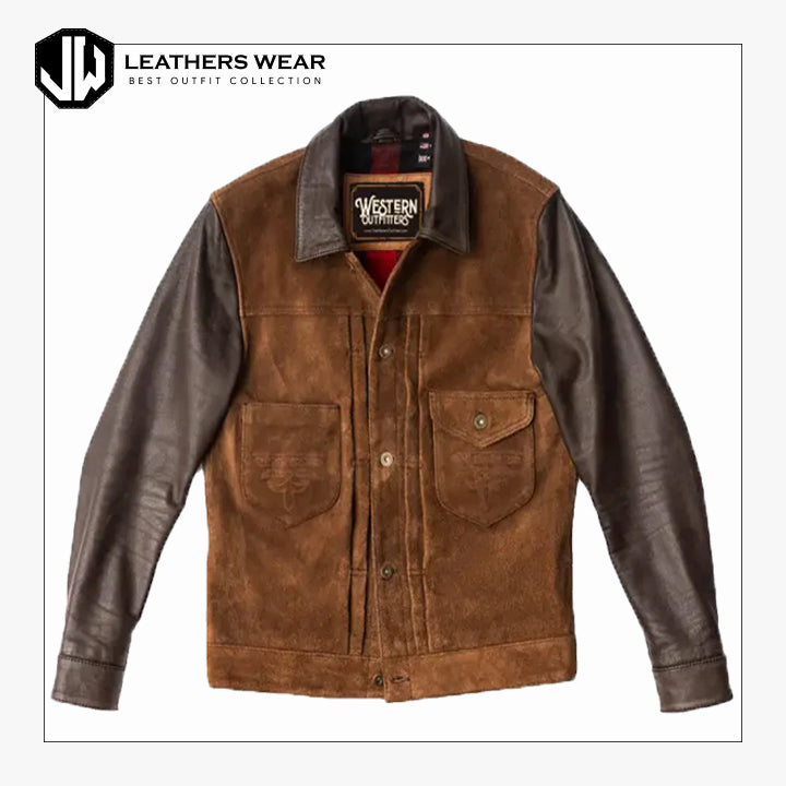 Brown Leather Trucker Jacket Mens