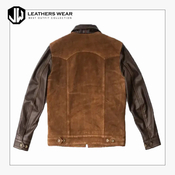 Brown Leather Trucker Jacket Mens