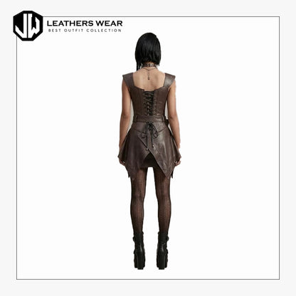 Brown Leather Underbust Corset