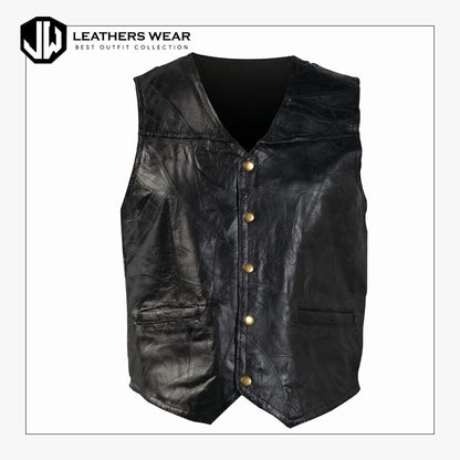 Black Genuine Leather Vest