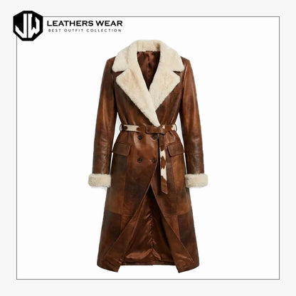 Brown Shearling Coat Womens