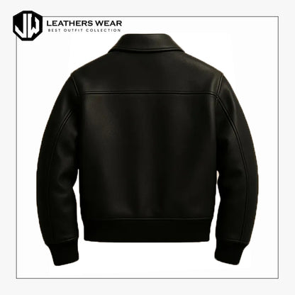 Brown Leather Bomber Jacket