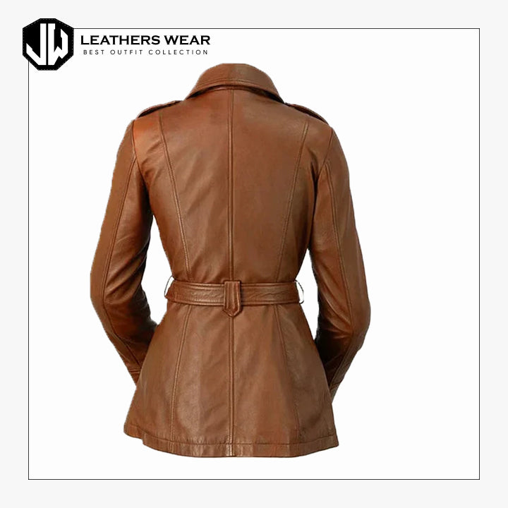 Brown leather Coat For Women