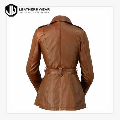 Brown leather Coat For Women