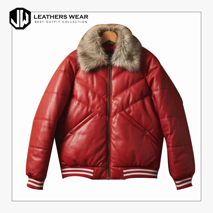 Bubble V Bomber Leather Jacket