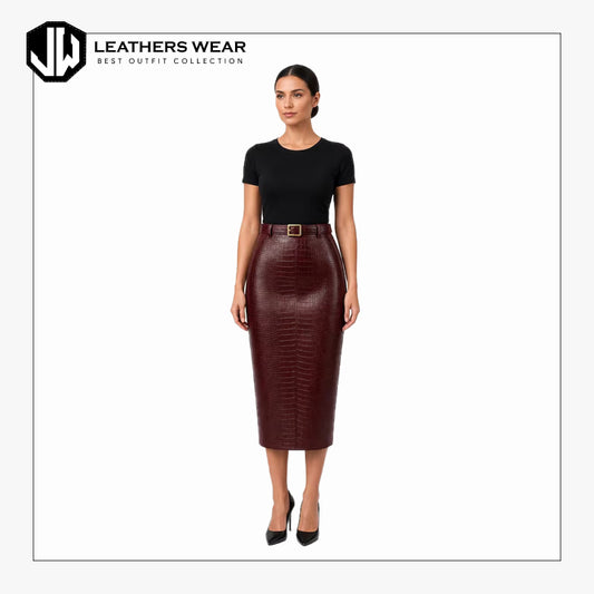 Burgundy Leather Skirt