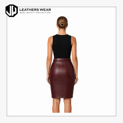 Burgundy Leather Skirt