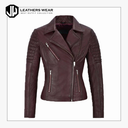 Burgundy Womens Leather Jacket