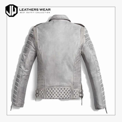 ChromeWhiteWaxedLeatherMotorcycleJacket1