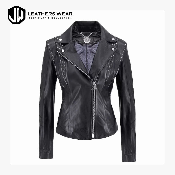 CloudsFullGrainStuddedLeatherJacket