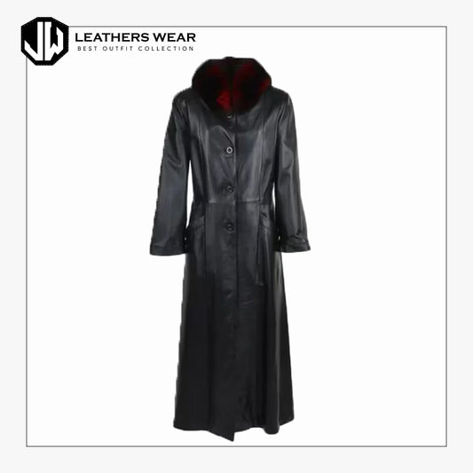 Cow Leather Trench Winter Coat