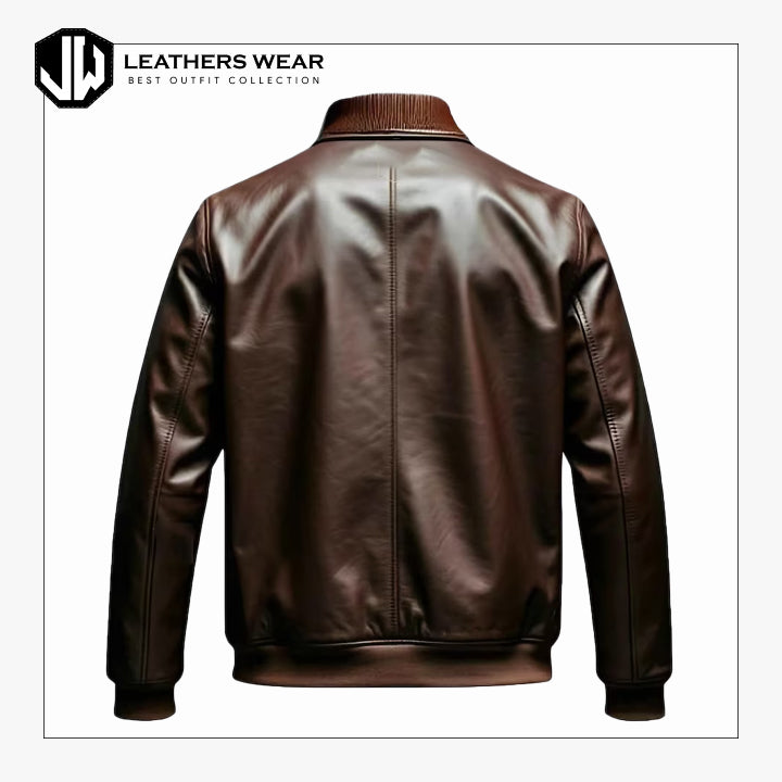 Dark Brown Leather Bomber Jacket Leathers Wear