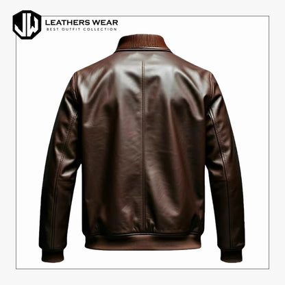 Dark Brown Leather Bomber Jacket Leathers Wear