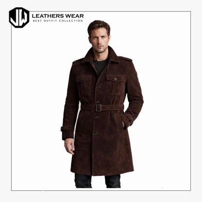 Dark Brown Leather Trench Coat