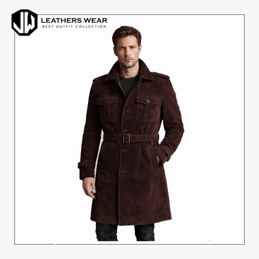 Dark Brown Leather Trench Coat