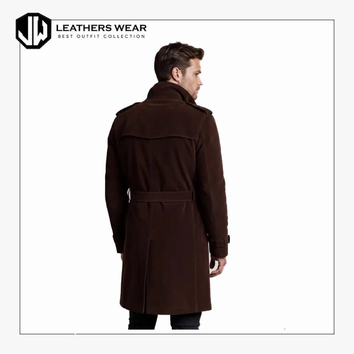 Dark Brown Leather Trench Coat
