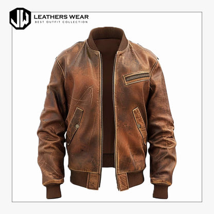 Distressed Biker Jacket Mens