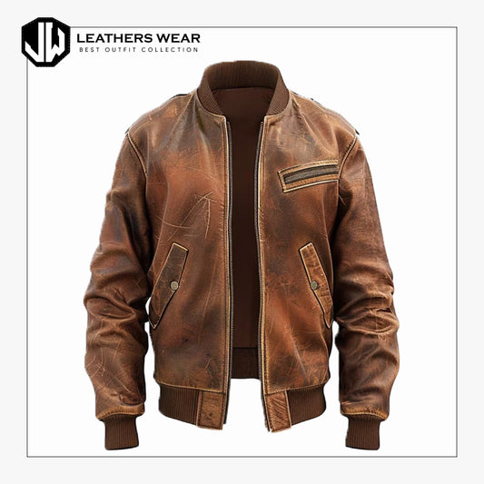 Distressed Biker Jacket Mens