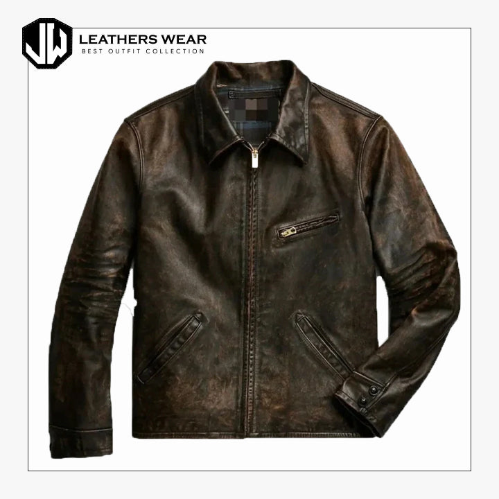 DistressedBrownLeatherJacket