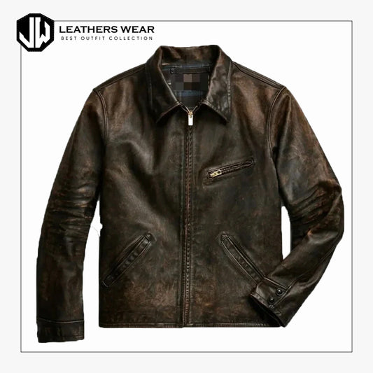 DistressedBrownLeatherJacket