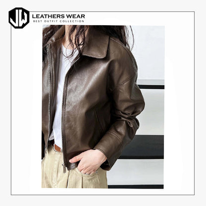 Distressed Brown Real Leather Jacket