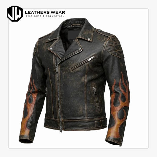 Distressed Leather Moto Jacket