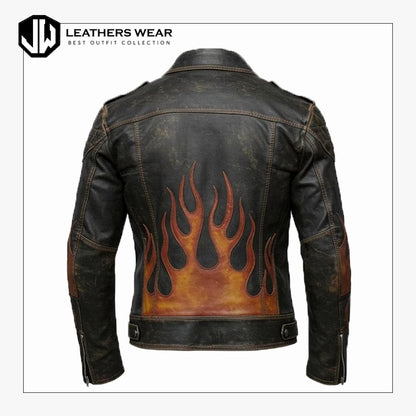 Distressed Leather Moto Jacket