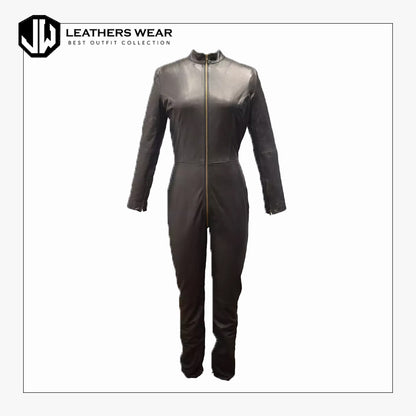 Faux Leather Jumpsuit Womens