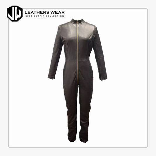 Faux Leather Jumpsuit Womens
