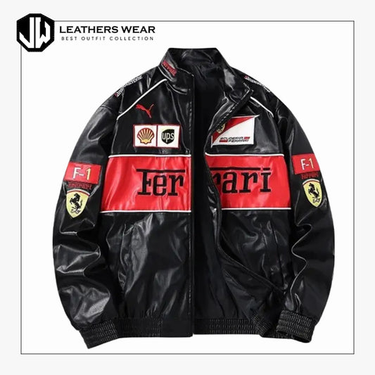 Ferrari Mens Genuine Cowhide Leather Jacket