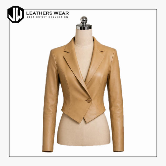 Fitted Leather Blazer Womens