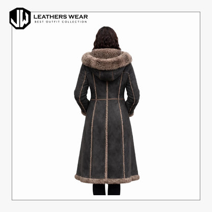Full Length Shearling Coat Womens