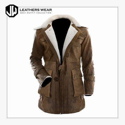 Leather Buffing Brown Trench Coat