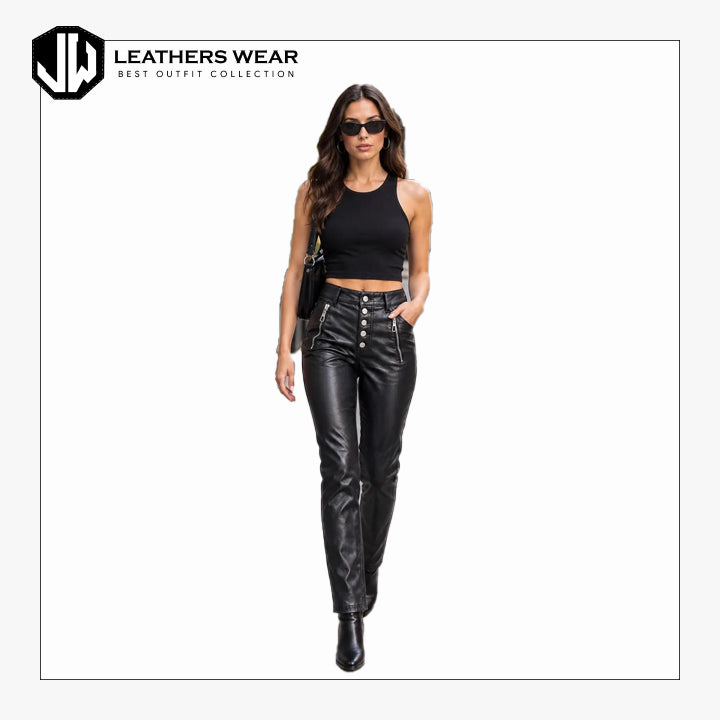 Genuine Leather High Waisted Pants