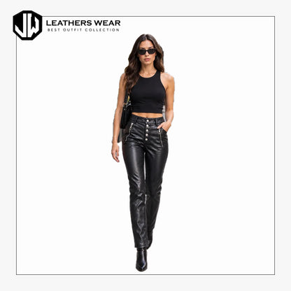 Genuine Leather High Waisted Pants