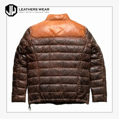 Genuine Leather Puffer Jacket