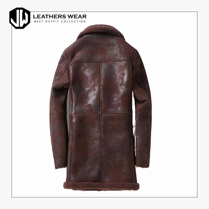 Genuine Leather Shearling Coat For Men