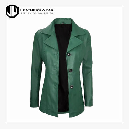 Green Leather Winter Blazer